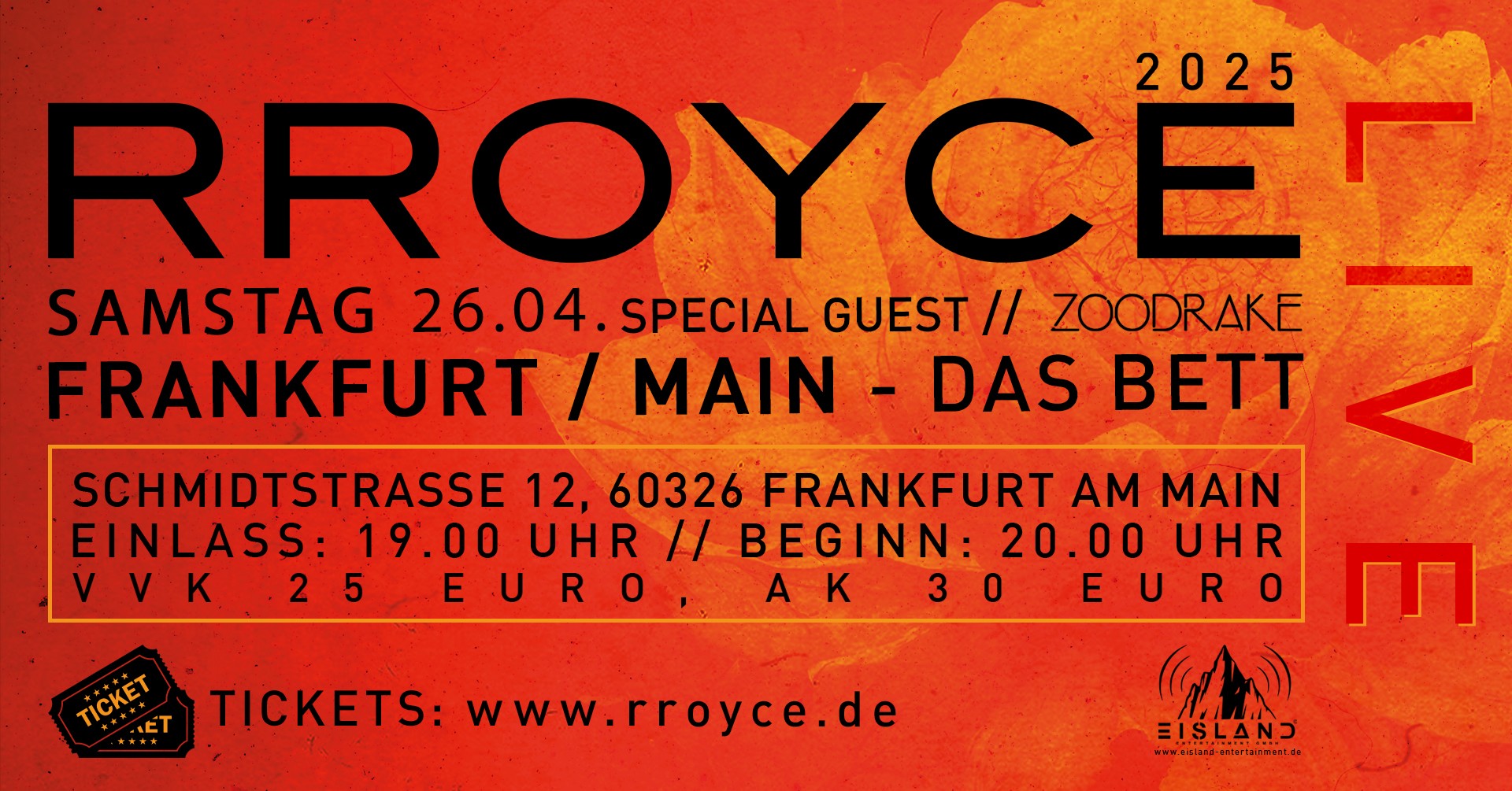 Rroyce 2025 – Eventbanner Frankfurt